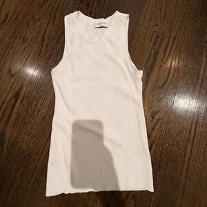 Babaton White Ribbed Tank Top